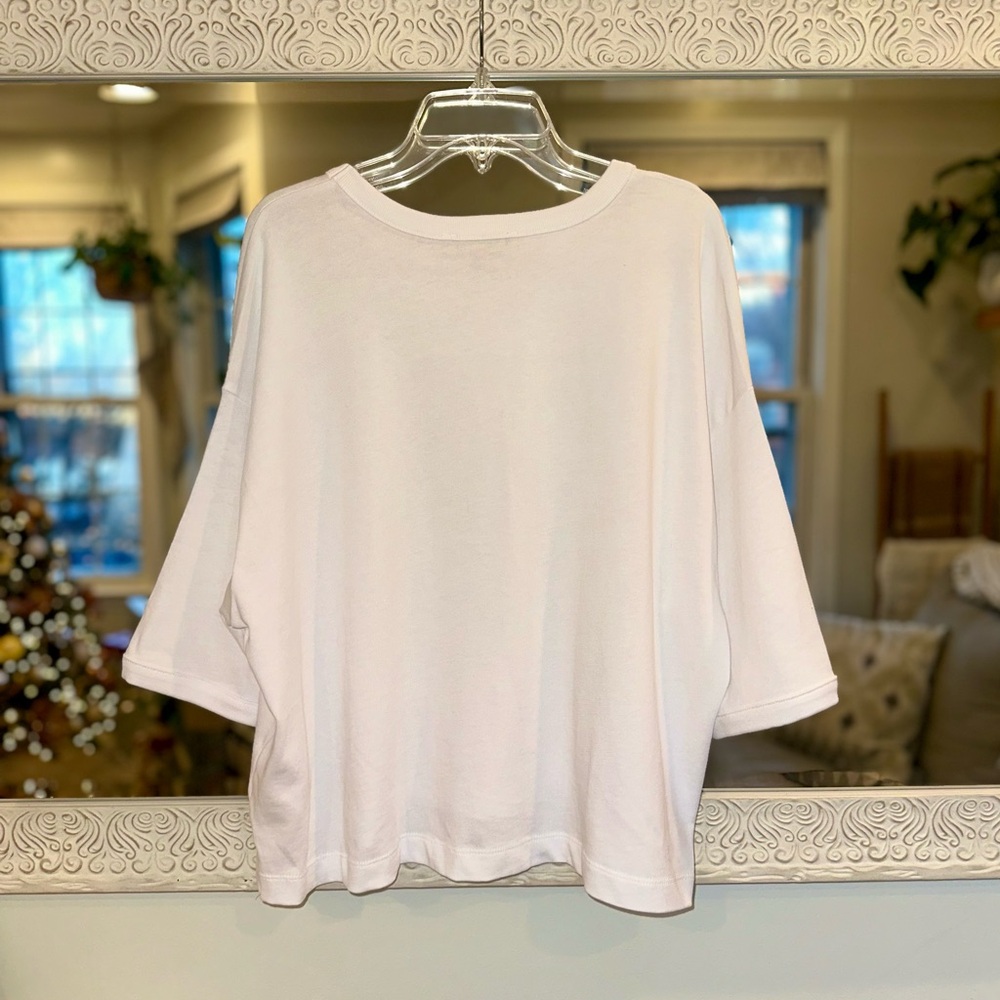 New Madewell 100% Cotton Relaxed Short Sleeves Boxy White Tee - Medium - Picture 3 of 8